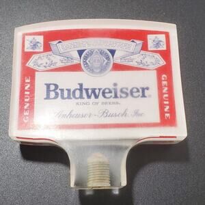 Vintage 70'S BUDWEISER KING OF BEERS short Clear Lucite Acrylic beer tap handle